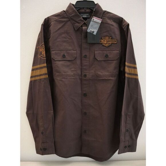 Harley-Davidson 96130-23VM Men's Sz M Java Brown Open Road L/S Shirt - Picture 1 of 8